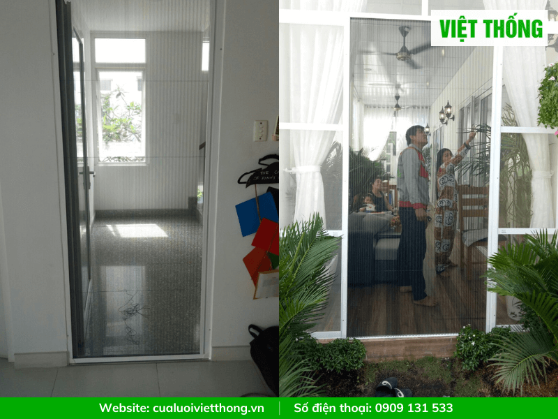 Cửa lưới xếp chống muỗi cho cửa phòng ngủ cửa sân vườn