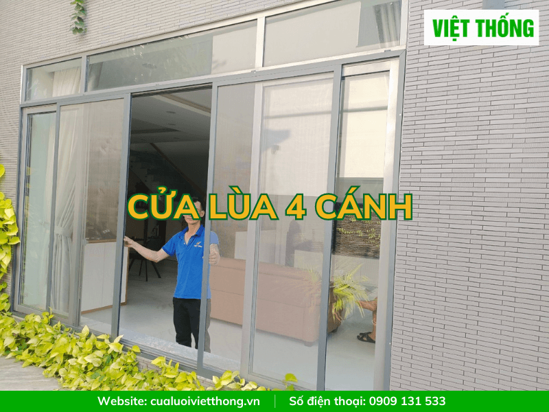 cửa lùa dạng xếp 4 cánh