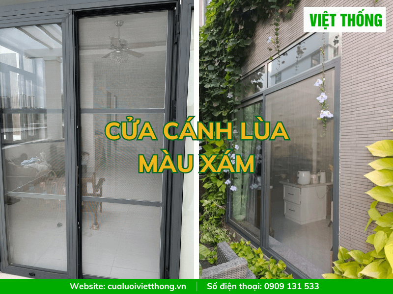 cửa lùa màu xám xingfa